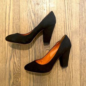 Madewell Frankie Pumps in Black Suede with Block Heel size 9 EUC
